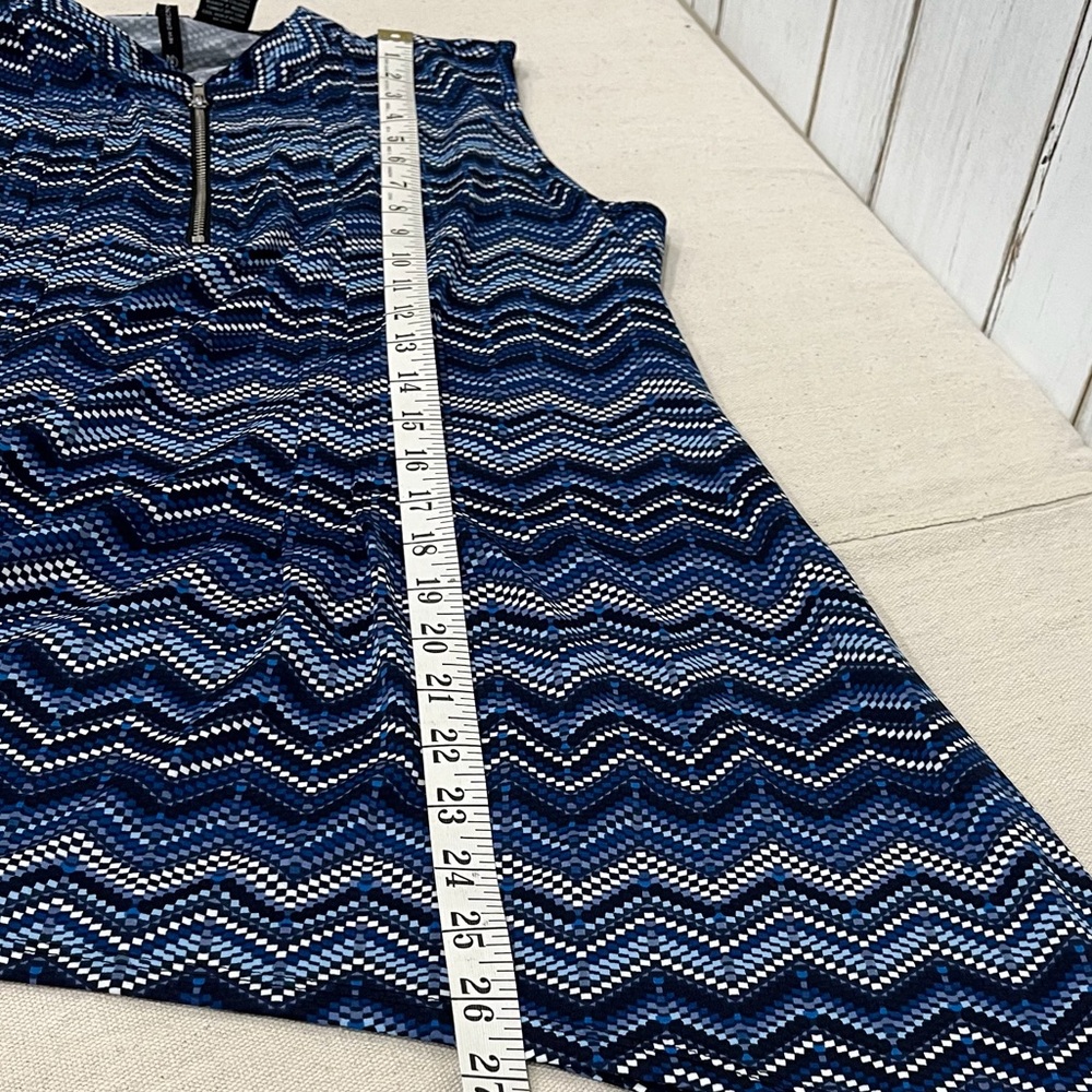 🌷3 Tops for $18 - New Directions Blue & White Geometric Chevron Sleeveless, SzL - Picture 13 of 15